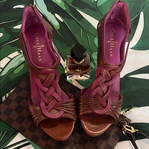 Cole Haan Women's Heels in Purple and Brown Braided Design